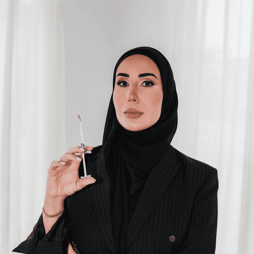 Portrait of Dr. Rana Mazraani, a professional stylist at The Aesthetic Lounge, showcasing their expertise and style.